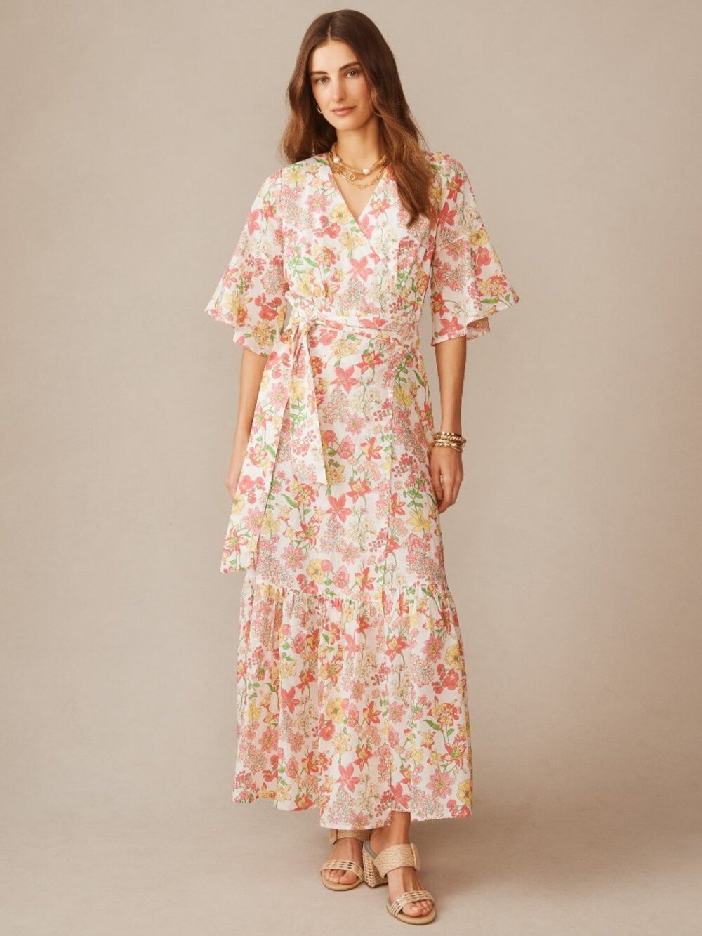 J McLaughlin Emily Wrap Dress in Floral Villa - Off White/Multi NEW